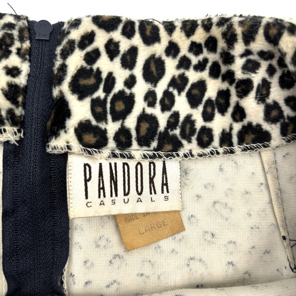 Vintage 90s Pandora Casuals Fuzzy Leopard Print Mini Skirt L 25x15" Made in USA - Picture 2 of 13
